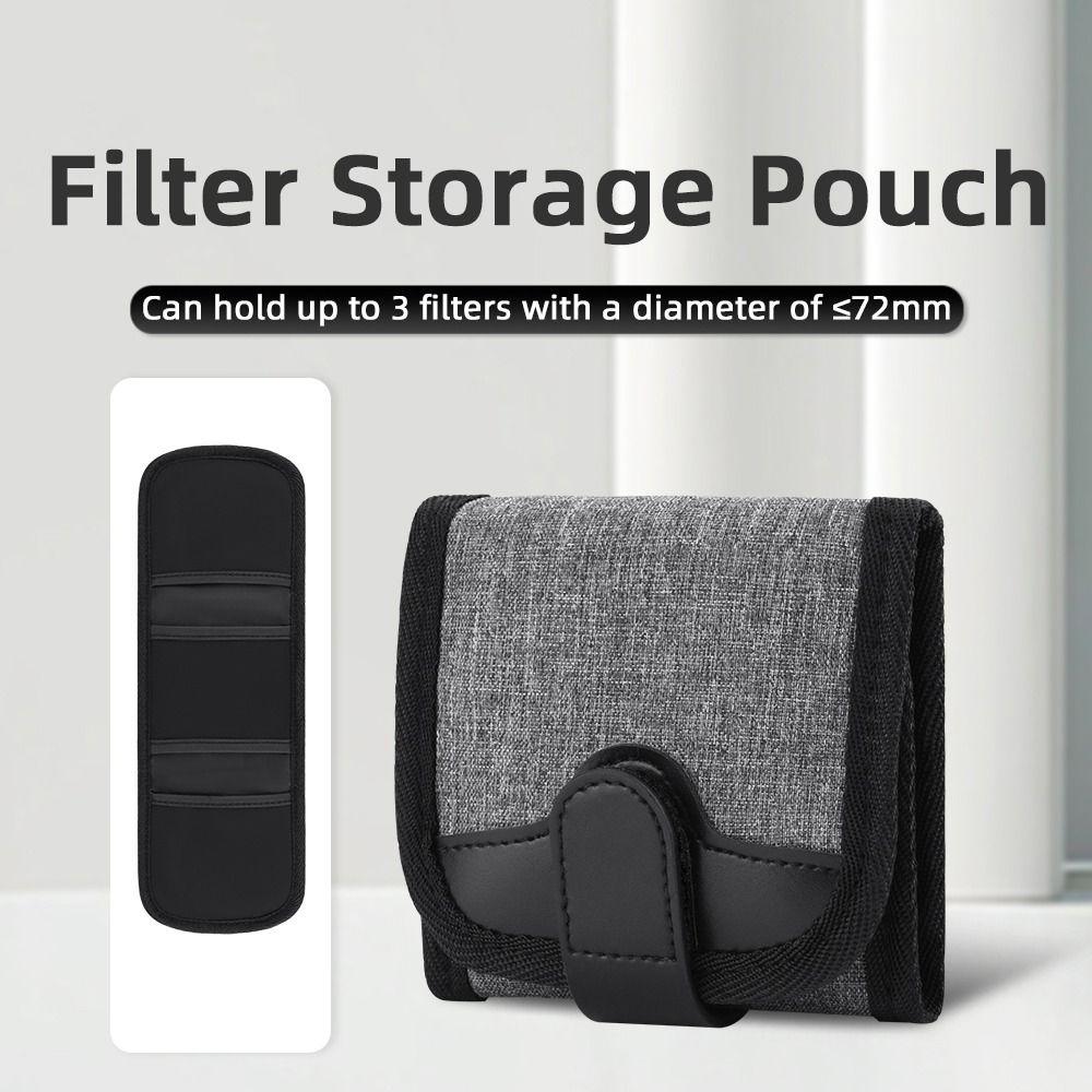 Jiefeng Dustproof Lens Filter Storage Bag Up to 72mm Round Filter Storage Camera Lens Filter Pouch grijs