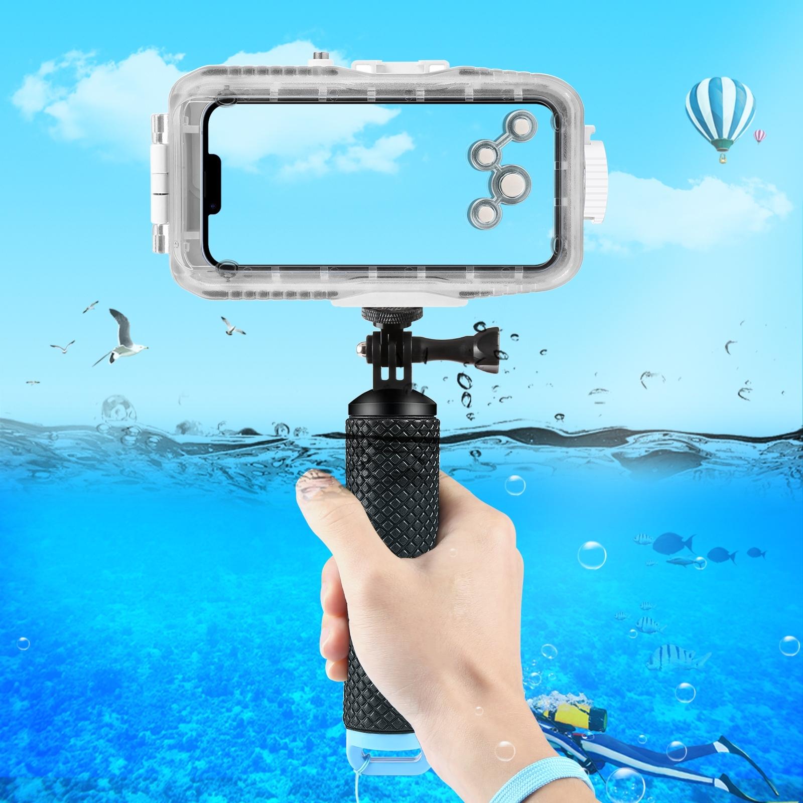 PULUZ PU868B Drijvende handgreep Waterdichte selfiestick met 1/4 inch adapter en polsband blauw