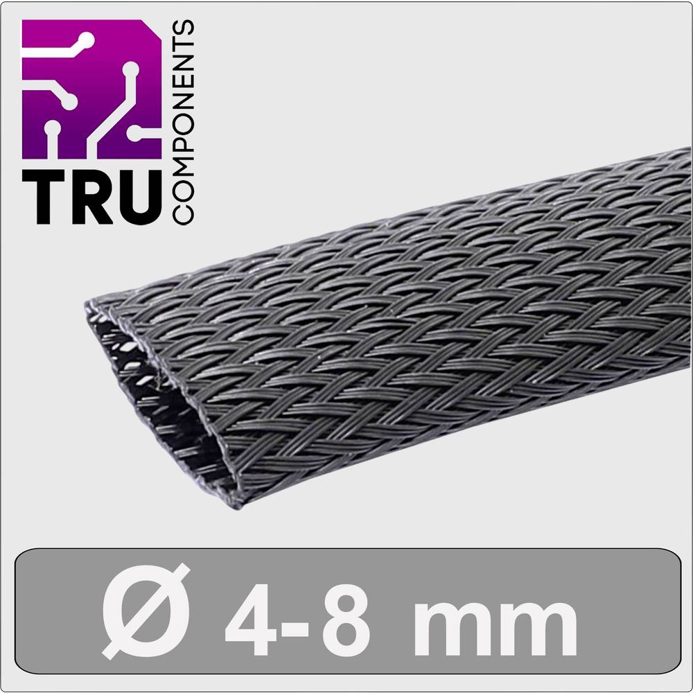 TRU COMPONENTS TC-13377544 T24CA102 Gevlochten slang Zwart Polyester 4 tot 8.5 mm per meter