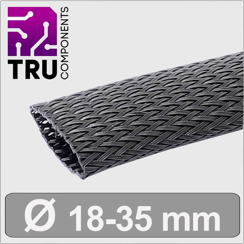 TRU COMPONENTS TC-13377568 T24CA108 Gevlochten slang Zwart Polyester 18 tot 35 mm per meter