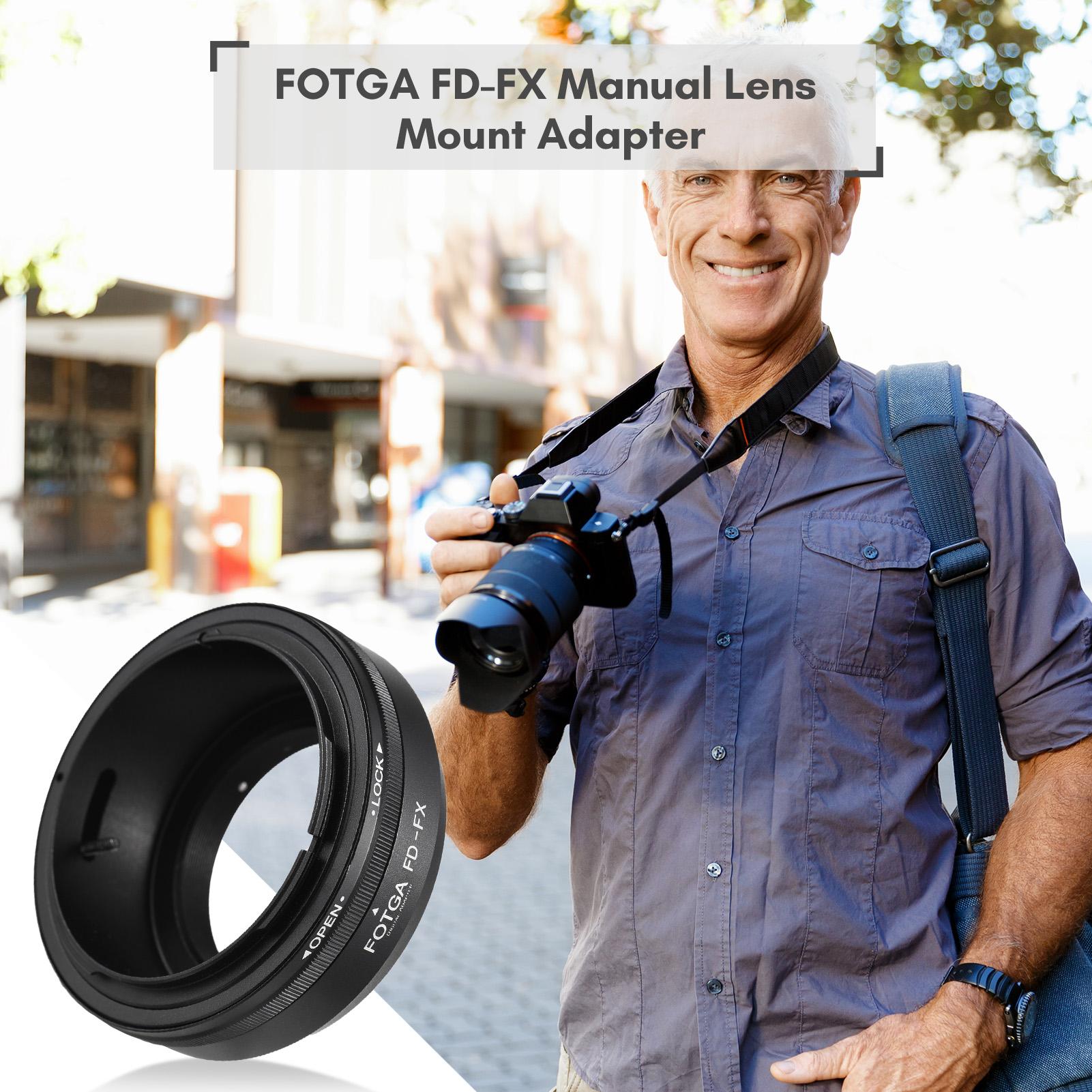 FOTGA Handmatige Lens Mount Adapter Ring Aluminiumlegering voor Canon FD Mount Lens naar Fuji zwart