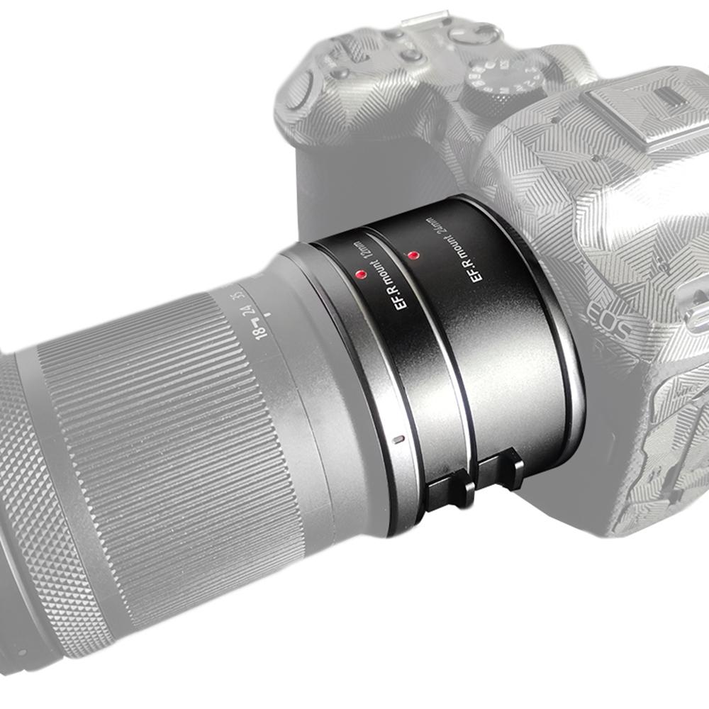 TOMTOP JMS Automatische verlengbuizen 12 mm + 24 mm R-mount macrobuizensets Lichtgewicht compatibel met Canon zwart