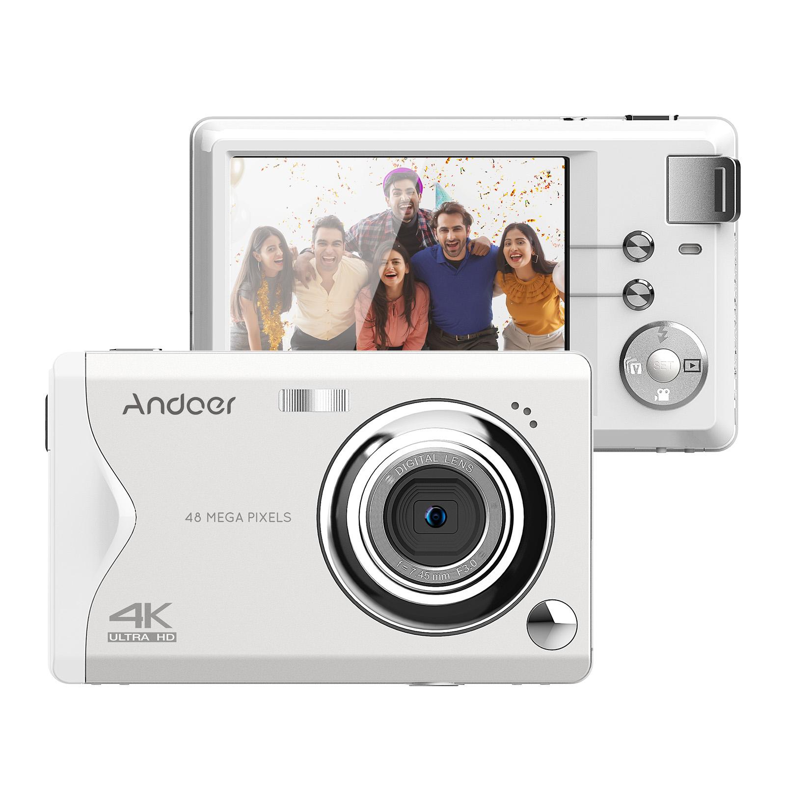 Andoer 3,0-inch TFT draagbare digitale camera 48MP 4K Ultra HD 16X zoom Autofocus Zelfontspanner Gezicht wit