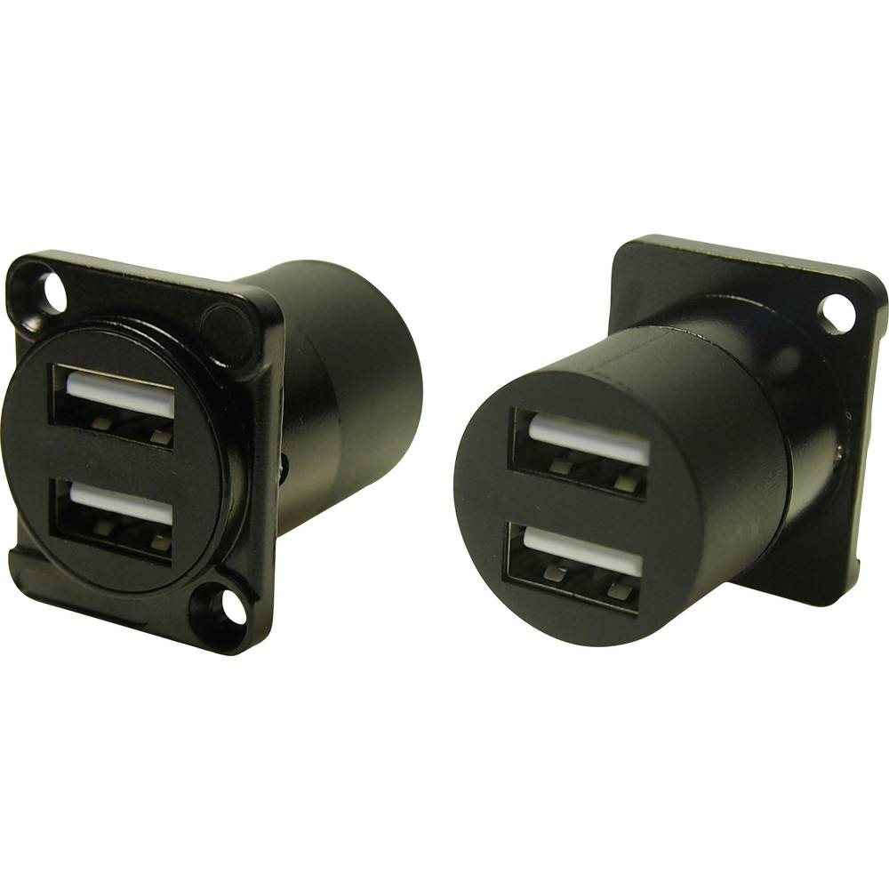 Cliff DUAL USB2.0 A-A FT BLACK METAL CSK Adapter CP30086  1 stuk(s)