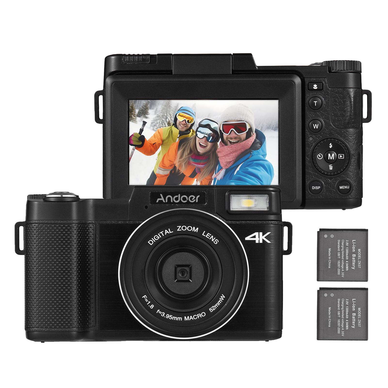 GoolRC Andoer draagbare digitale camera met 3,0-inch TFT draaibaar scherm 48MP 4K Ultra HD 16X zoomondersteuning zwart