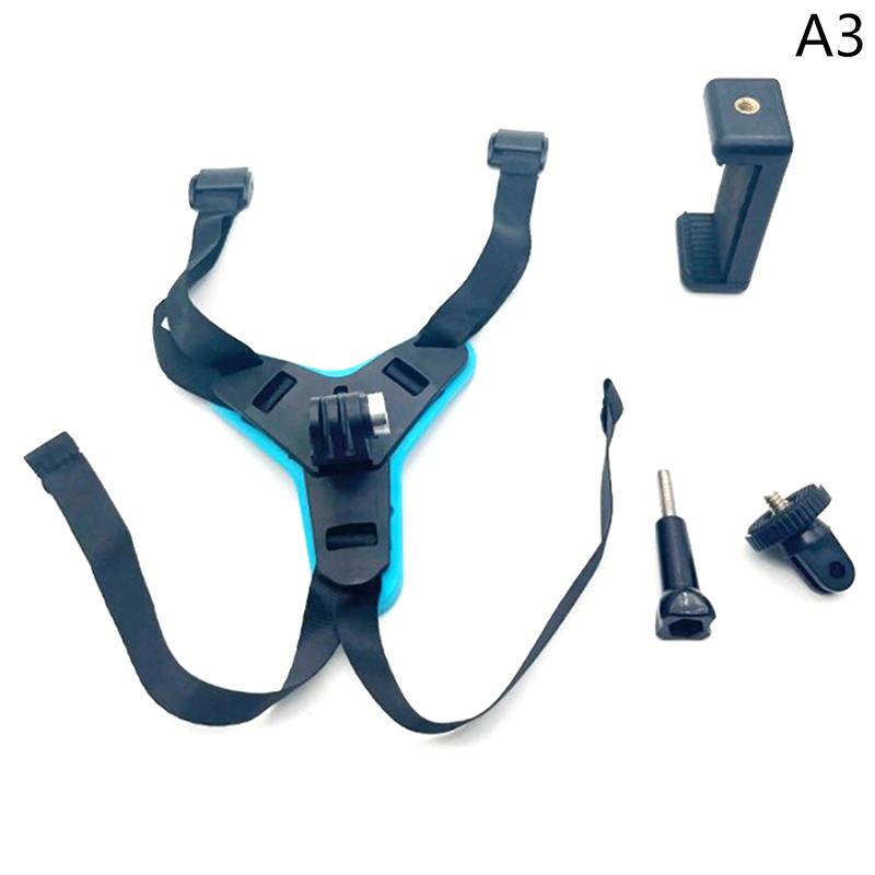 Lippye Motorhelm Chin Strap Mount houder met telefoon clip compatibel voor Gopro zwart