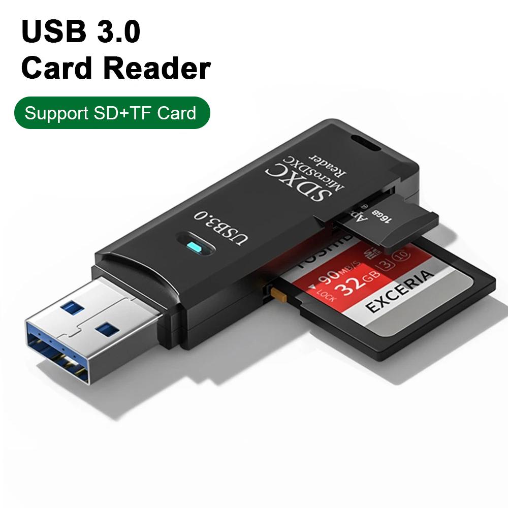 Meiteai-All Mini USB-kaartlezer 2-in-1 USB 3.0 naar SD TF-geheugenkaartadapter Smartcardlezer Flash-drivekaartlezer Laptopaccessoires