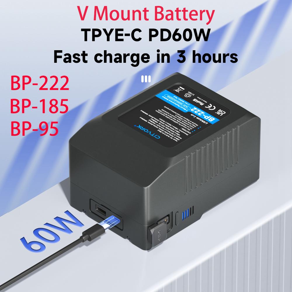 PALO V-mount batterij BP-95 BP-185 BP-222 V-Lock BP-batterijen voor camcorder Broadcast LED-videolamp Blackmagic URSA Mini Pro zwart