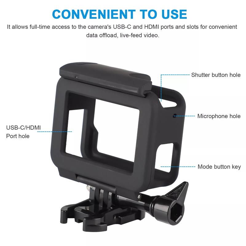 Zinge Beschermend frame voor GoPro Hero 7 6 5 Zwarte actiecamera Randafdekking Camcorderbehuizing Bevestiging Camera-accessoire zwart