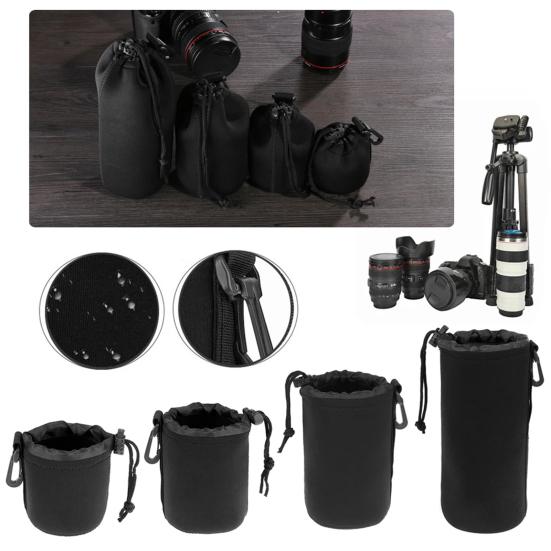Mystic Mart Neopreen lensentas DSLR-cameralenstas Waterdichte schokbestendige heuptas Lenshoudercilinder met interne bescherming tegen bont Cameralens-opbergtas S