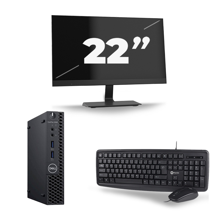 Dell Optiplex 3060 Micro USFF - Intel Core i5-8e Generatie - 16GB RAM - 480GB SSD - Windows 11 + 1x 22 inch Monitor