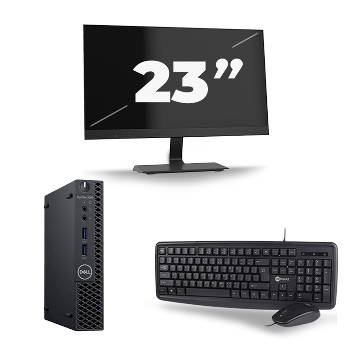 Dell Optiplex 3060 Micro USFF - Intel Core i7-8e Generatie - 16GB RAM - 480GB SSD - Windows 11 + 1x 23 inch Monitor