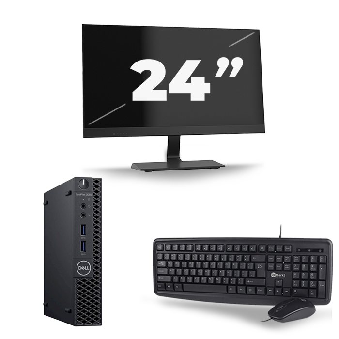 Dell Optiplex 3060 Micro USFF - Intel Core i7-8e Generatie - 16GB RAM - 480GB SSD - Windows 11 + 1x 24 inch Monitor