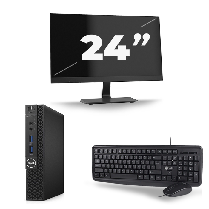 Dell Optiplex 3070 Micro USFF - Intel Core i5-9e Generatie - 16GB RAM - 480GB SSD - Windows 11 + 1x 24 inch Monitor