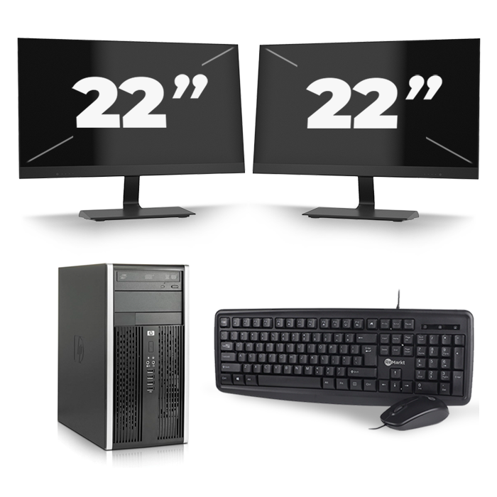 HP Compaq Pro 6300 Micro Tower - Intel Core i7-3e Generatie - 16GB RAM - 480GB SSD - Windows 10 + 2x 22 inch Monitor