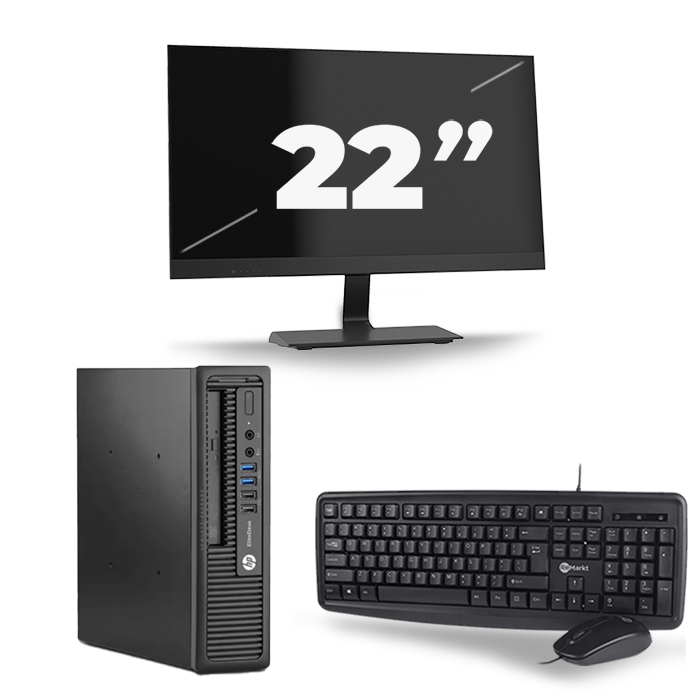 HP EliteDesk 800 G1 USFF - Intel Core i7-4e Generatie - 16GB RAM - 480GB SSD - Windows 10 + 1x 22 inch Monitor