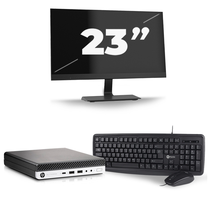 HP EliteDesk 800 G3 USFF - Intel Core i5-6e Generatie - 8GB RAM - 240GB SSD - Windows 11 + 1x 23 inch Monitor