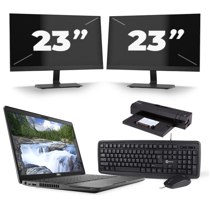 Dell Latitude 5500 - Intel Core i5-8e Generatie - 15 inch - 16GB RAM - 480GB SSD - Windows 11 + 2x 23 inch Monitor