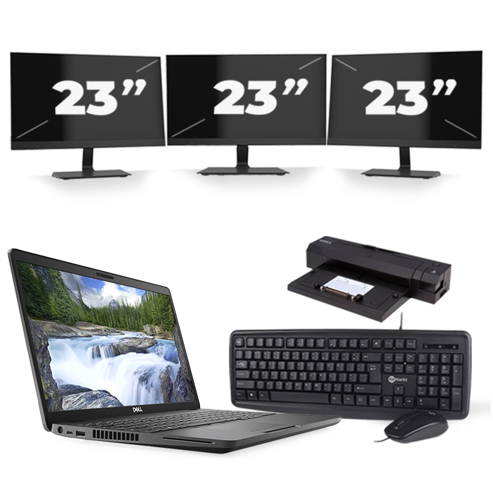 Dell Latitude 5500 - Intel Core i5-8e Generatie - 15 inch - 16GB RAM - 512GB SSD - Windows 11 + 3x 23 inch Monitor