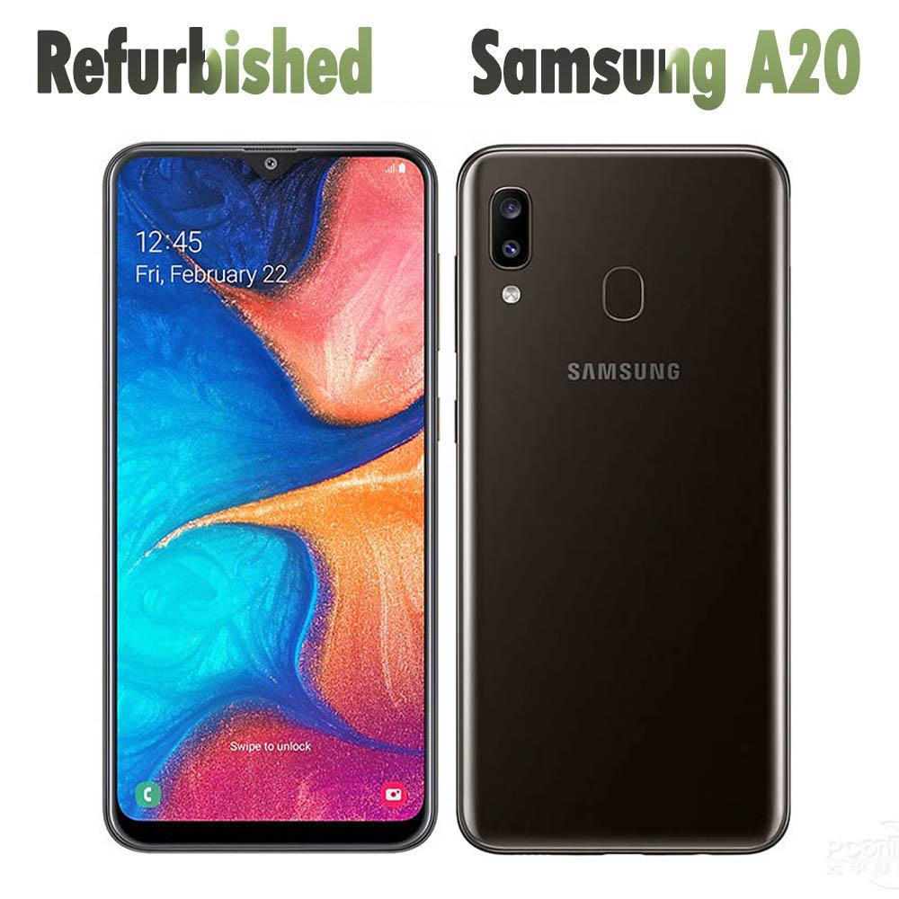 Samsung Gerenoveerde  Galaxy A20 A205U Single SIM / A205F Dual SIM 3GB RAM 32G ROM Mobiele telefoon A205U Simple Set zwart