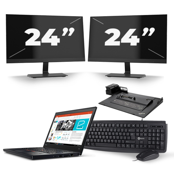 Lenovo ThinkPad X270 - Intel Core i5-6e Generatie - 12 inch - 8GB RAM - 240GB SSD - Windows 11 + 2x 24 inch Monitor