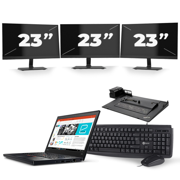 Lenovo ThinkPad X270 - Intel Core i5-6e Generatie - 12 inch - 8GB RAM - 240GB SSD - Windows 11 + 3x 23 inch Monitor