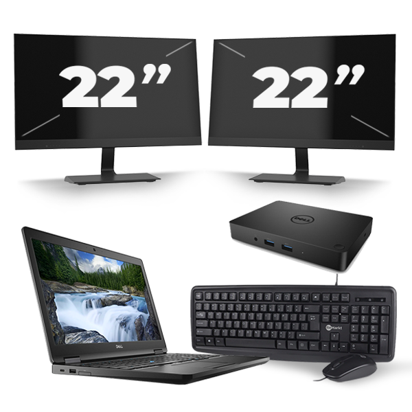 Dell Latitude 5590 - Intel Core i5-8e Generatie - 15 inch - 16GB RAM - 512GB SSD - Windows 11 + 2x 22 inch Monitor