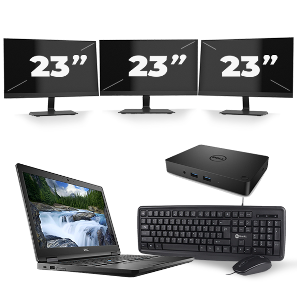 Dell Latitude 5590 - Intel Core i5-8e Generatie - 15 inch - 16GB RAM - 512GB SSD - Windows 11 + 3x 23 inch Monitor
