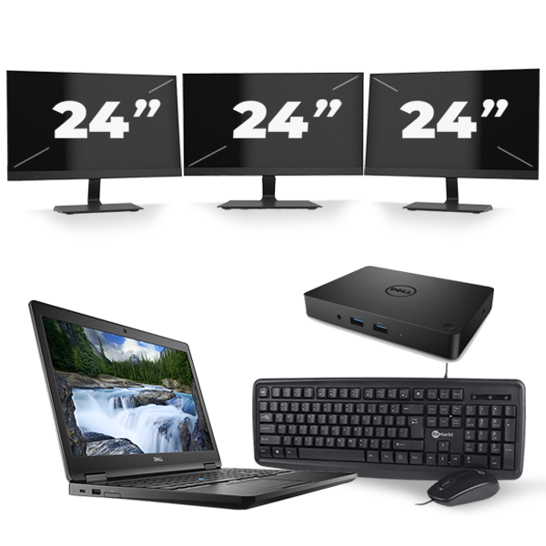 Dell Latitude 5590 - Intel Core i5-8e Generatie - 15 inch - 16GB RAM - 512GB SSD - Windows 11 + 3x 24 inch Monitor