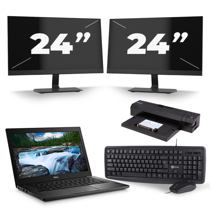 Dell Latitude 7380 - Intel Core i5-7e Generatie - 13 inch - 8GB RAM - 256GB SSD - Windows 11 + 2x 24 inch Monitor