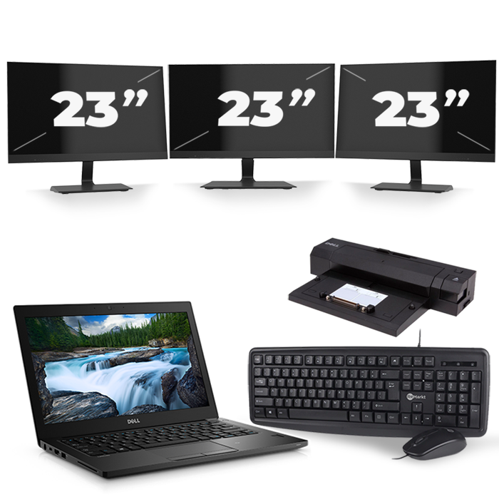 Dell Latitude 7380 - Intel Core i5-7e Generatie - 13 inch - 8GB RAM - 256GB SSD - Windows 11 + 3x 23 inch Monitor