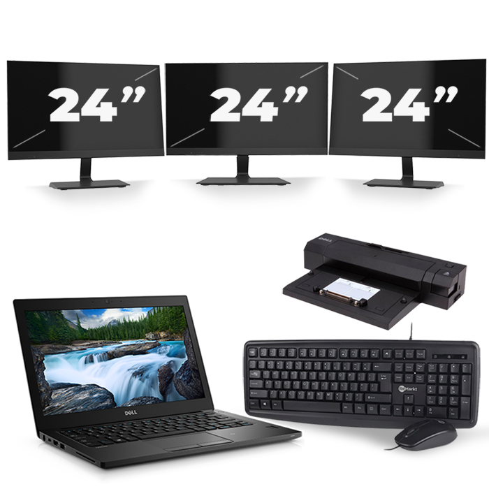 Dell Latitude 7380 - Intel Core i5-7e Generatie - 13 inch - 8GB RAM - 256GB SSD - Windows 11 + 3x 24 inch Monitor