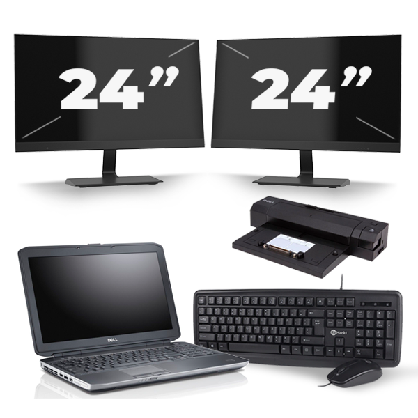 Dell Latitude E5530 - Intel Core i3-3e Generatie - 15 inch - 8GB RAM - 256GB SSD - Windows 10 + 2x 24 inch Monitor