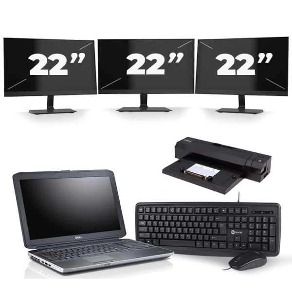 Dell Latitude E5530 - Intel Core i3-3e Generatie - 15 inch - 8GB RAM - 256GB SSD - Windows 10 + 3x 22 inch Monitor