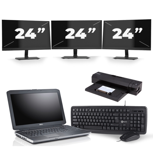 Dell Latitude E5530 - Intel Core i3-3e Generatie - 15 inch - 8GB RAM - 256GB SSD - Windows 10 + 3x 24 inch Monitor
