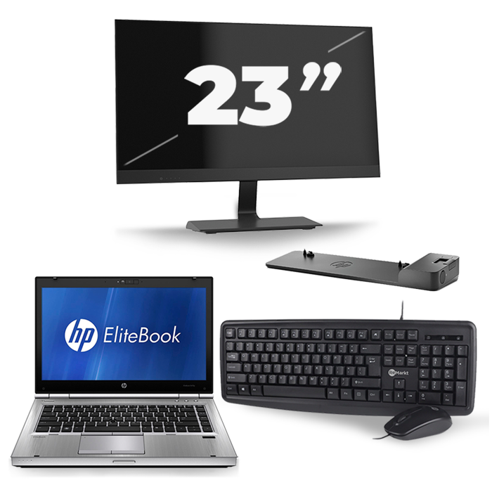 HP EliteBook 8470p - Intel Core i5-3e Generatie - 14 inch - 8GB RAM - 256GB SSD - Windows 10 + 1x 23 inch Monitor