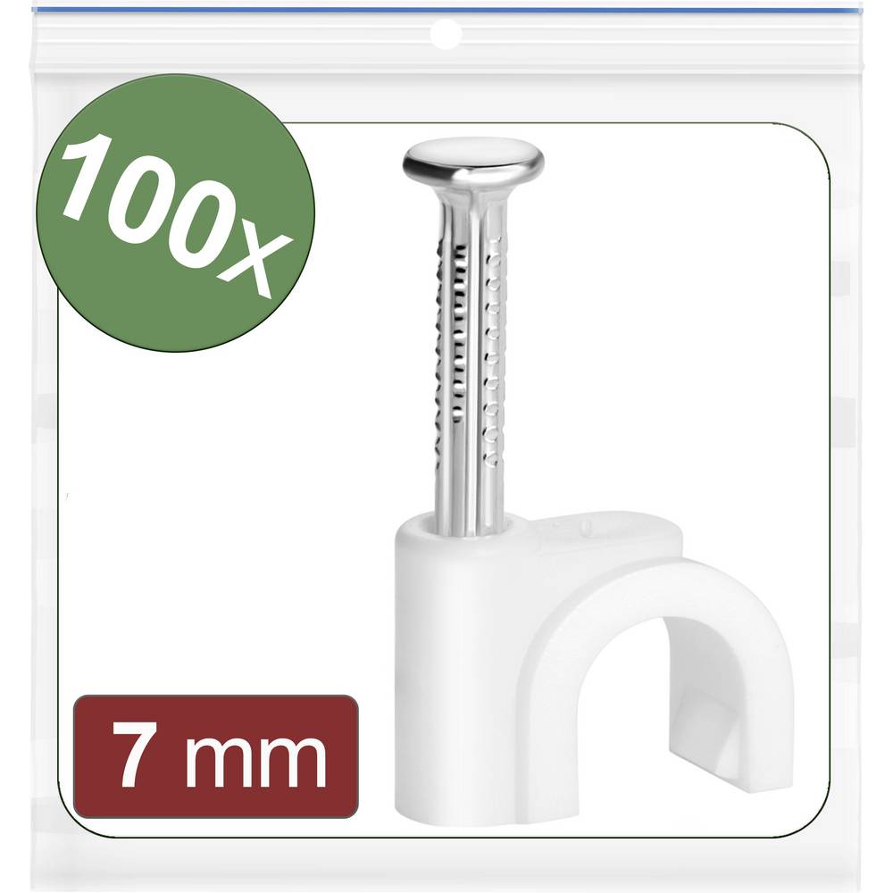 Quadrios 24CA420 Spijkerclip 24CA420 Bundel-Ø (bereik) 4 tot 7 mm Wit 100 stuk(s)