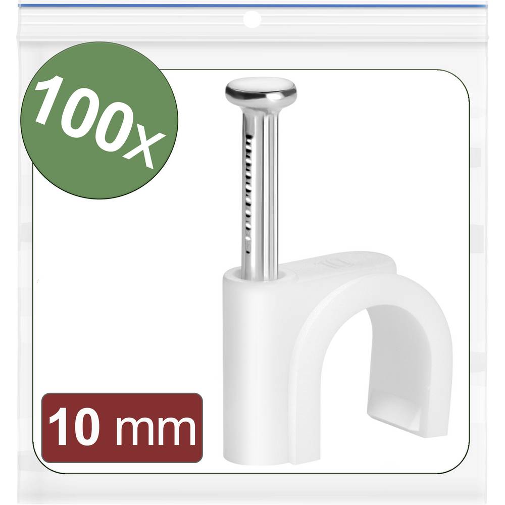 Quadrios 24CA422 Spijkerclip 24CA422 Bundel-Ø (bereik) 7 tot 10 mm Wit 100 stuk(s)