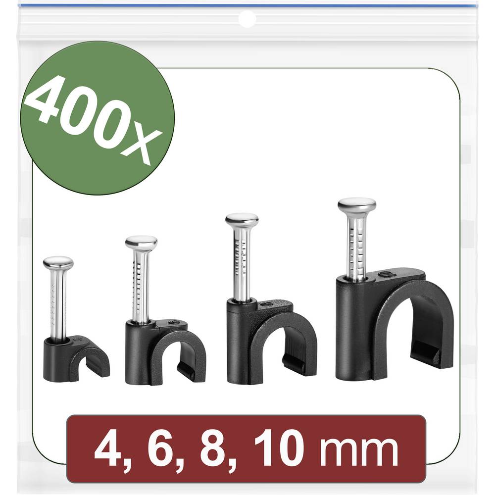 Quadrios 24CA436 Spijkerclip 24CA436 Bundel-Ø (bereik) 2 tot 10 mm Zwart 400 stuk(s)