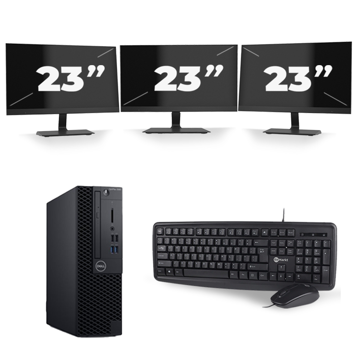 Dell Optiplex 3060 SFF - Intel Core i5-8e Generatie - 16GB RAM - 512GB SSD - Windows 11 + 3x 23 inch Monitor
