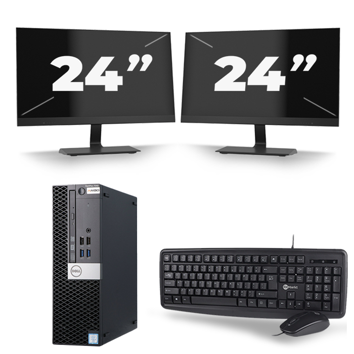 Dell Optiplex 7040 SFF - Intel Core i3-6e Generatie - 8GB RAM - 128GB SSD - Windows 11 + 2x 24 inch Monitor