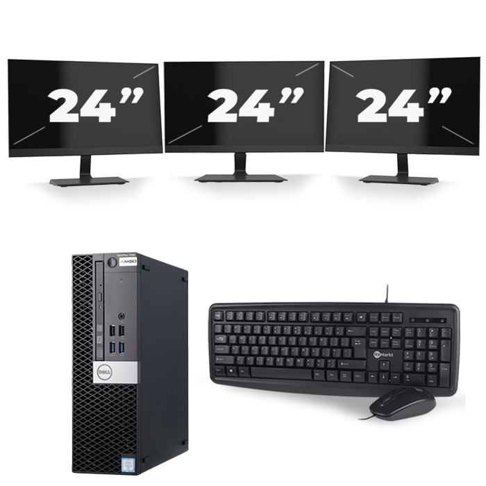Dell Optiplex 7040 SFF - Intel Core i3-6e Generatie - 8GB RAM - 128GB SSD - Windows 11 + 3x 24 inch Monitor