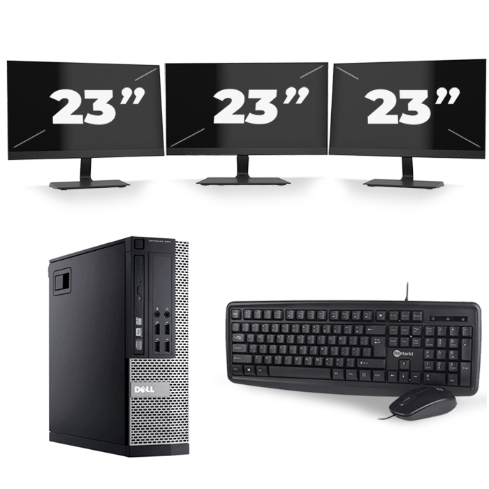 Dell Optiplex 990 Desktop - Intel Core i7-2e Generatie - 16GB RAM - 512GB SSD - Windows 10 + 3x 23 inch Monitor