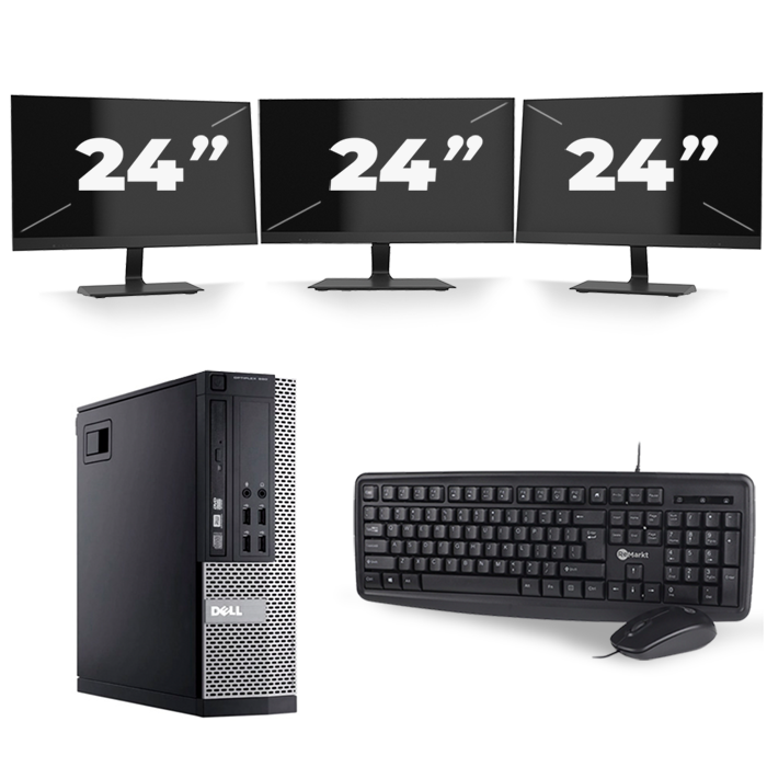 Dell Optiplex 990 Desktop - Intel Core i7-2e Generatie - 16GB RAM - 512GB SSD - Windows 10 + 3x 24 inch Monitor
