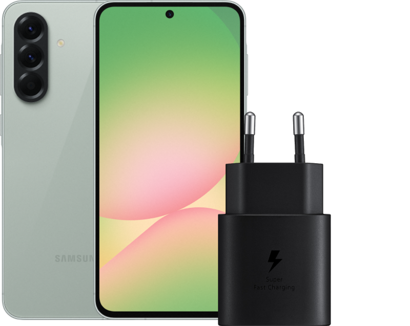 Samsung Galaxy A56 256GB Groen 5G +  Oplader 25 Watt Zwart