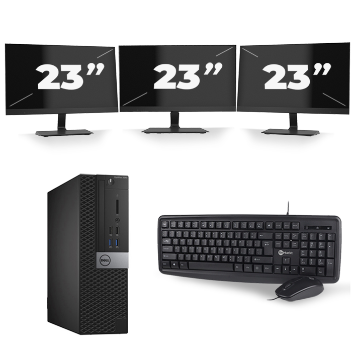 Dell Optiplex 3040 SFF - Intel Core i3-6e Generatie - 8GB RAM - 128GB SSD - Windows 11 + 3x 23 inch Monitor