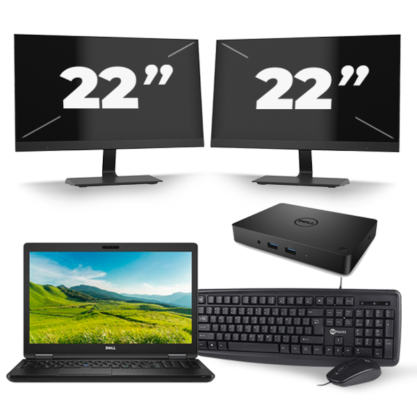 Dell Latitude 5580 - Intel Core i5-6e Generatie - 15 inch - 8GB RAM - 256GB SSD - Windows 11 + 2x 22 inch Monitor