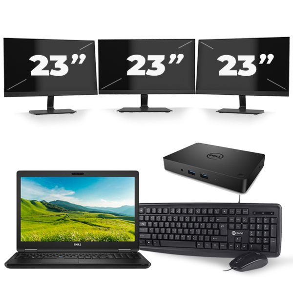 Dell Latitude 5580 - Intel Core i5-6e Generatie - 15 inch - 8GB RAM - 256GB SSD - Windows 11 + 3x 23 inch Monitor