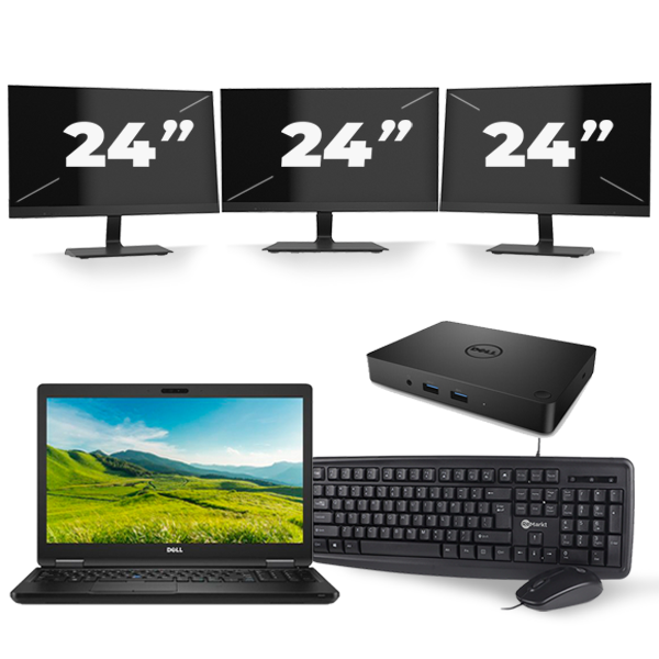 Dell Latitude 5580 - Intel Core i5-6e Generatie - 15 inch - 8GB RAM - 256GB SSD - Windows 11 + 3x 24 inch Monitor