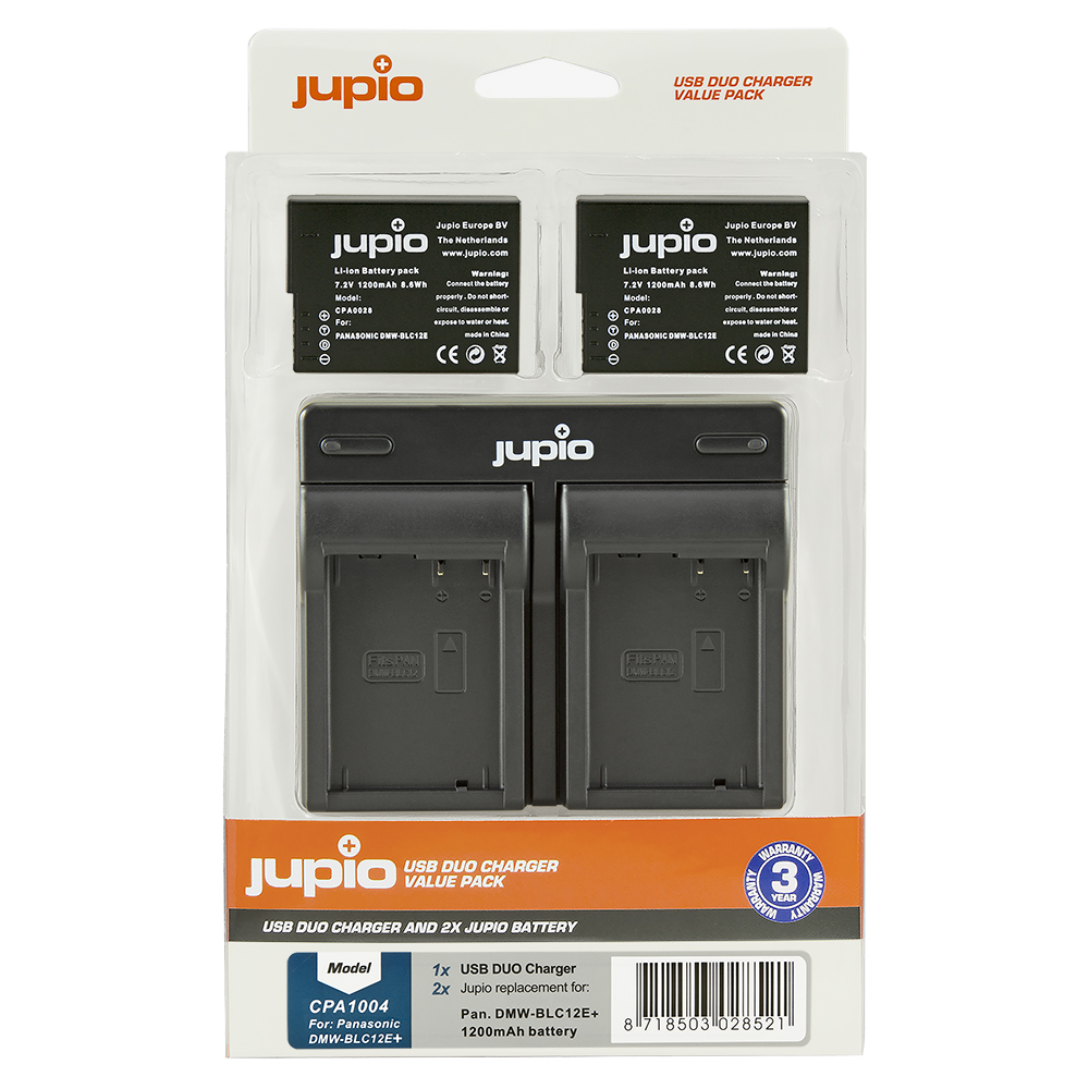 Jupio Kit: 2 x camera-accu DMW-BLC12E + USB Dual lader